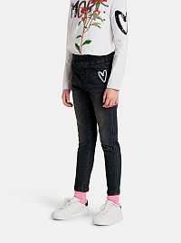 Čierne dievčenské skrátené slim fit rifle Desigual Cleo