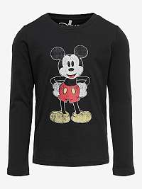 Čierne dievčenské tričko s dlhým rukávom ONLY Mickey