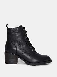 Čierne kožené členkové topánky Dorothy Perkins