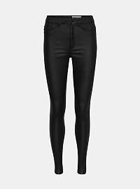 Čierne koženkové skinny fit nohavice Noisy May Callie