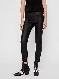 Čierne koženkové skinny fit nohavice Noisy May Kimmy