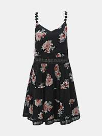 Čierne kvetované šaty na ramienka s čipkovanými detailmi ONLY Karmen Anne