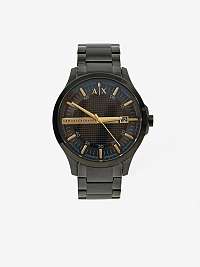 Čierne pánske hodinky s nerezovým pásikom Armani Exchange Hampton