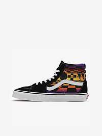 Čierne pánske vzorované kožené členkové tenisky VANS UA SK8-Hi