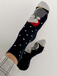 Čierne ponožky s vianočným motívom CAMAIEU