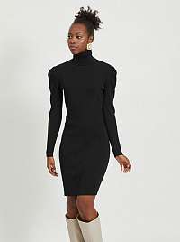 Čierne puzdrové svetrové šaty s rolákom VILA