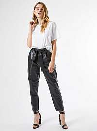 Čierne skrátené koženkové nohavice Dorothy Perkins