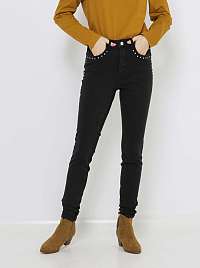 Čierne slim fit džínsy s ozdobnými detailmi Camaieu