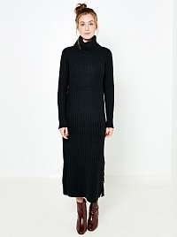 Čierne svetrové maxi šaty s rolákom CAMAIEU