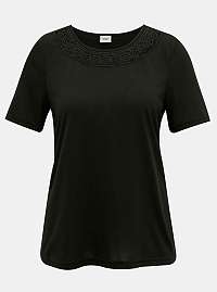 Čierne tričko s čipkovaným lemom Jacqueline de Yong Finja
