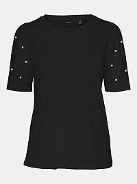 Čierne tričko s ozdobnými detailmi VERO MODA Celia