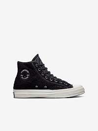 Čierne unisex členkové tenisky z umelého kožúšku Converse Chuck 70 French Binding
