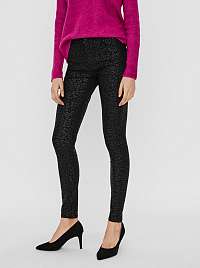 Čierne vzorované skinny fit nohavice s povrchovou úpravou VERO MODA