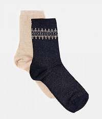 Čierno-béžové ponožky s prímesou kašmíru CAMAIEU