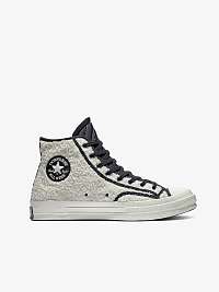 Čierno-biele členkové tenisky Converse Chuck 70 Sherpa