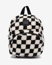 Čierno-biely dámsky batoh z umelého kožúšku VANS Checkboard