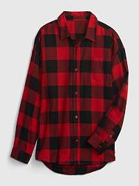 Čierno-červená detská flanelová košeľa GAP