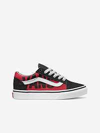 Čierno-červené detské tenisky so semišovými detailmi VANS