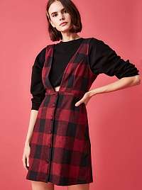 Čierno-červené kockované šaty Trendyol
