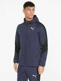 Čierno-modrá pánska mikina so zipsom a sťahovacou kapucňou Puma