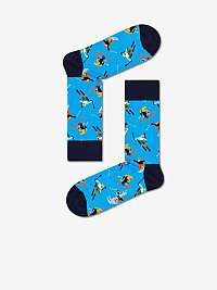 Čierno-modré dámske ponožky so zimným motívom Happy Socks