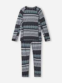 Čierno-modrý detský vlnený vzorovaný sveter a nohavice Reima Taitoa