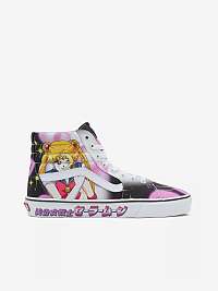 Čierno-ružové vzorované členkové tenisky s koženými detailmi Vans x Sailor Moon