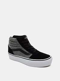 Čierno-šedé dámske tenisky s koženými detailmi VANS
