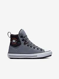 Čierno-šedé unisex členkové kožené tenisky Converse Chuck Taylor All Star Berkshire Leather Boot