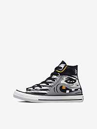 Čierno-sivé detské vzorované členkové tenisky Converse Chuck Taylor All Star