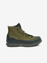 Čierno-zelené členkové kožené zateplené tenisky Converse Chuck Taylor All Star Lugged Winter 2.0