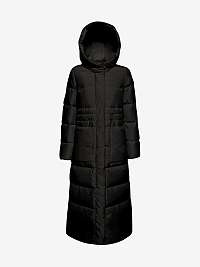 Čierny dámsky prešívaný zimný kabát s kapucňou Geox