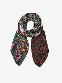 Čierny dámsky vzorovaný šál Desigual Patch Tejidos Print Bufanda