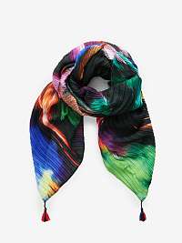 Čierny dámsky vzorovaný šál Desigual Pleated Focus Rectangle