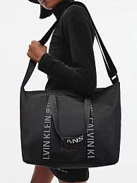 Čierny dámsky vzorovaný veľký shopper Calvin Klein