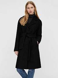Čierny dámsky zimný kabát s viazaním VERO MODA Twirlisia