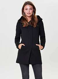 Čierny kabát s kapucňou ONLY Sedona
