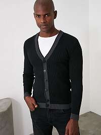 Čierny pánsky kardigan Trendyol