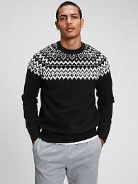 Čierny pánsky pletený sveter s nórskym vzorom GAP