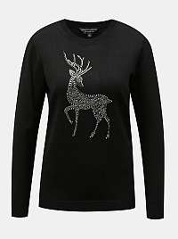 Čierny sveter s vianočným motívom Dorothy Perkins