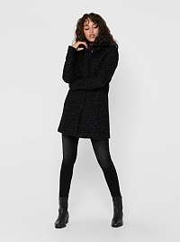 Čierny vlnený zimný kabát ONLY New Sedona