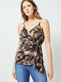Čierny vzorovaný top so zaväzovaním Dorothy Perkins