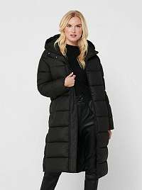 Čierny zimný prešívaný kabát ONLY