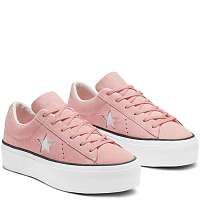 Converse púdrové kožené tenisky na platforme One Star Platform Ox Bleached Coral -