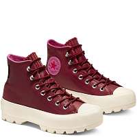 Converse vínové/bordové kožené tenisky Chuck Taylor All Star Lugged Winter Back Alley Brick/Habanero Red