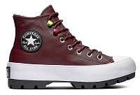 Converse vínové/bordové kožené tenisky na platforme Chuck Taylor All Star Lugged Winter