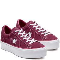Converse vínové/bordové semišové tenisky na platforme One Star