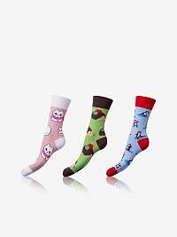 CRAZY SOCKS 3x - Zábavné crazy ponožky 3 páry - svetlo modrá - biela - svetlo zelená