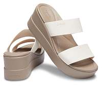 Crocs biele šľapky na klínku Brooklyn Min Wedge W Stucco/Mushroom