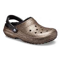Crocs bronzové topánky Classic Glitter Lined Clog Gold/Black -